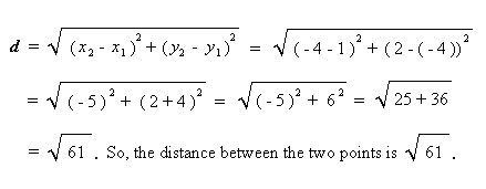 distance formula points between example length two find given then euclidean examples coordinate system if follows apply